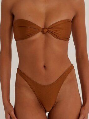 Same, Knotted Bandeau Top Bronze | Top: M , Bottom: S